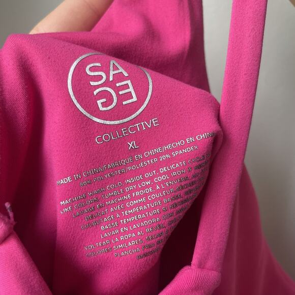 Sage Collective Womens Crop Top Size Extra‎ Large Pink Padded Tank Top Athletic - Picture 3 of 6